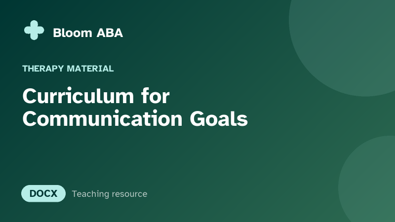 Curriculum for Communication Goals cover
